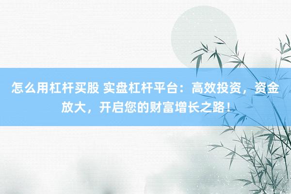 怎么用杠杆买股 实盘杠杆平台：高效投资，资金放大，开启您的财富增长之路！